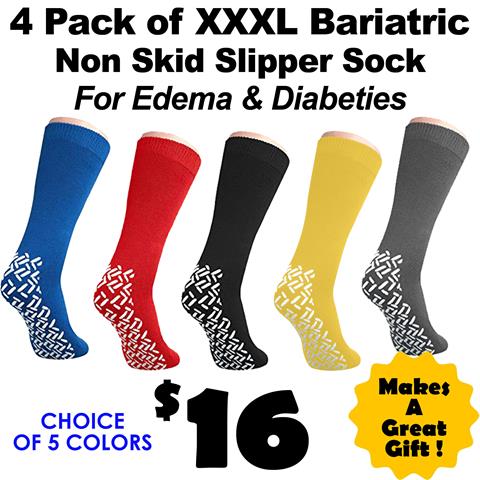 4 Pack of XXXL Non Skid Skipper Socks
