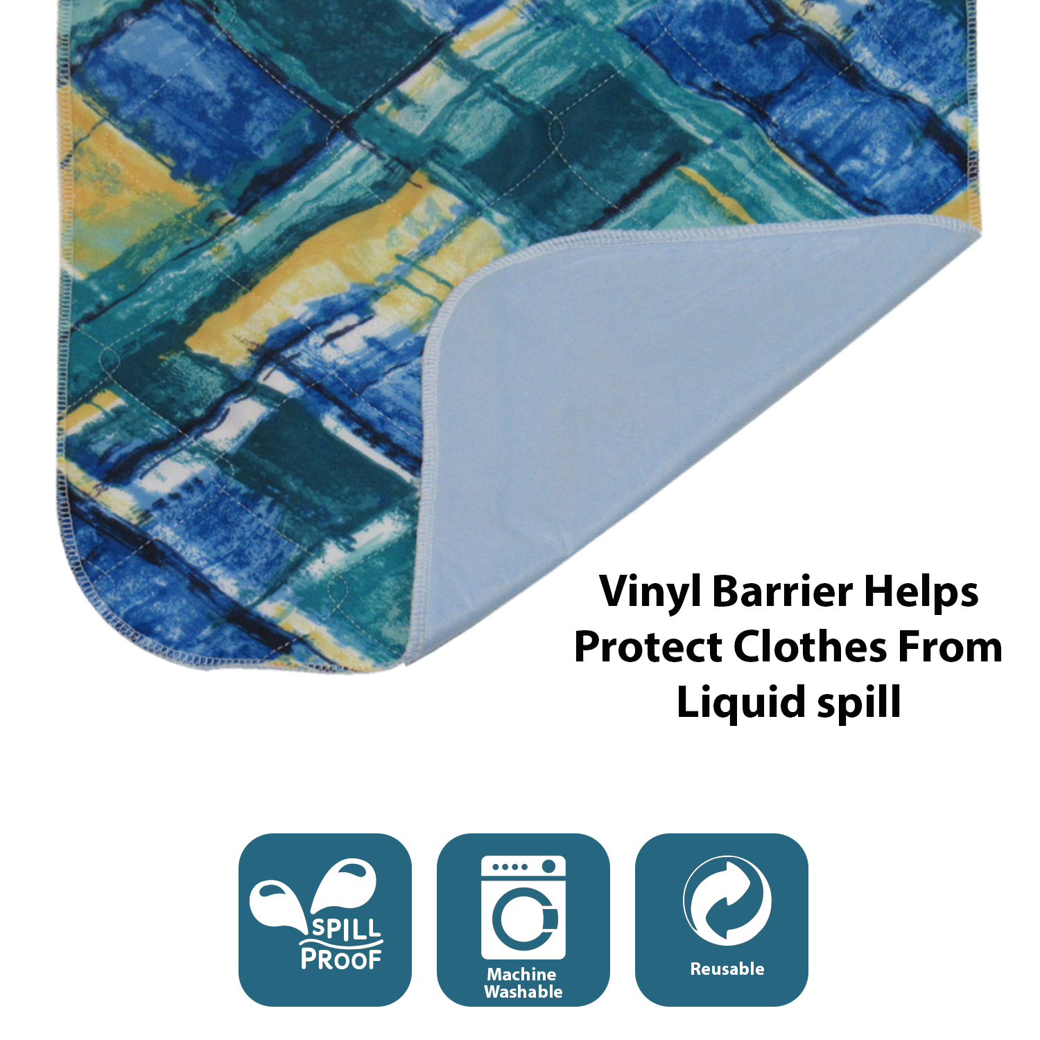 Washable Adult Bib Quilted Bib with Vinyl Barrier 6 Pack