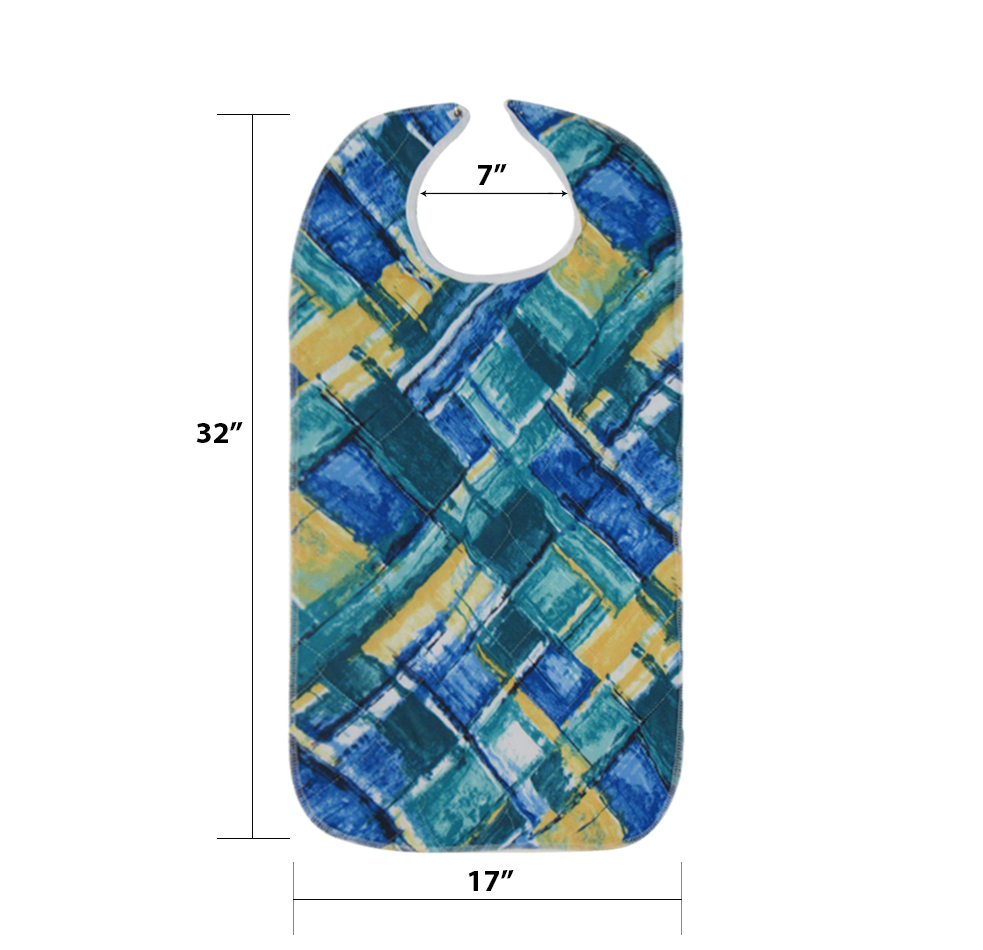 Washable Adult Bib Quilted Bib with Vinyl Barrier 6 Pack