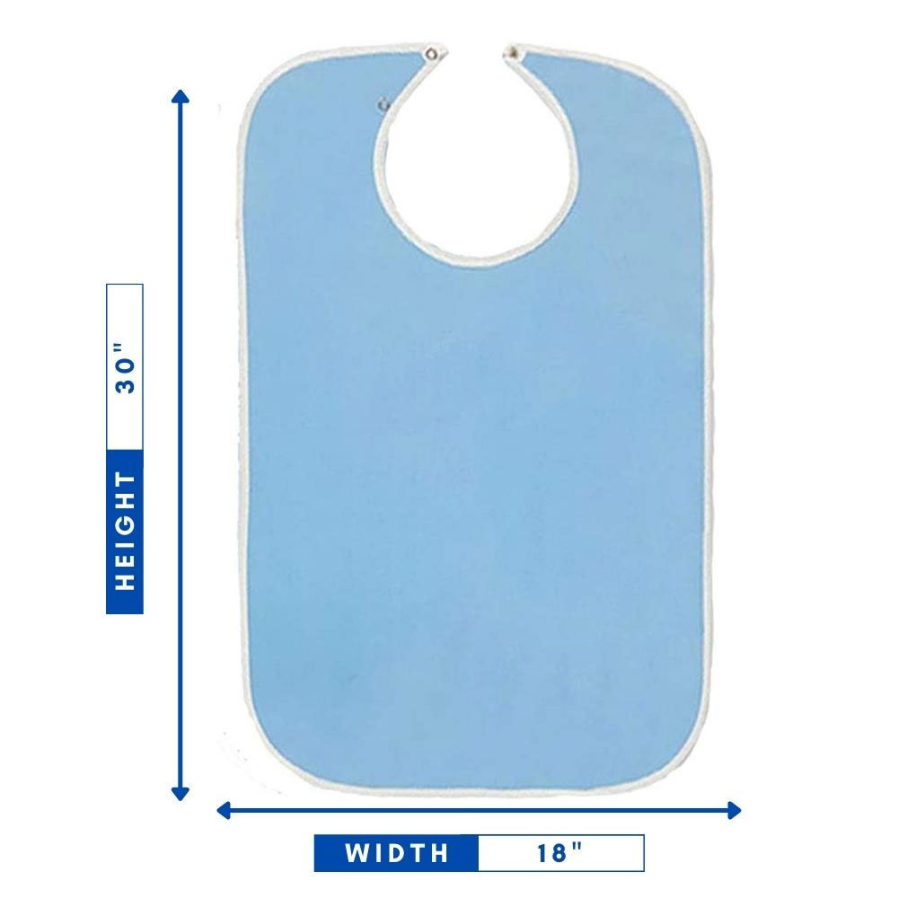 Terry Adult Bib With Full Vinyl Barrier Protection Snap Closure